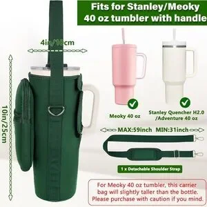 Water Bottle Carrier Bag W/Phone Pocket Green
