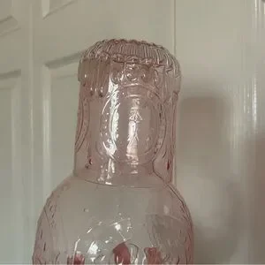 Water Carafe Elegant Pink Glass With Matching Glass