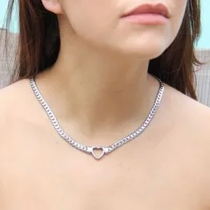 Waterproof Heart Snake White Gold Plated Necklace