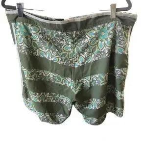 Wave Life Board Shorts Swim Men XL 38 Tall Sage Green With Horizontal Geometric