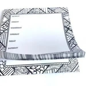 Weekly Calendar Square Paper Pad Black White Print