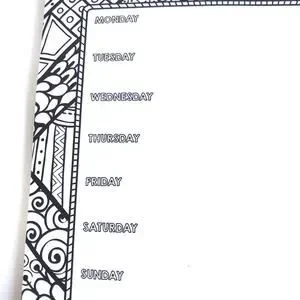 Weekly Calendar Square Paper Pad Black White Print