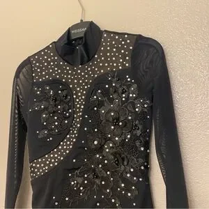 Weissman Solo Custom Dance costume Black Long Sleeve mesh Leotard 14627 LC