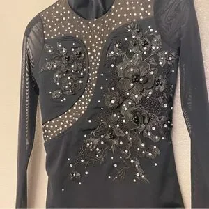 Weissman Solo Custom Dance costume Black Long Sleeve mesh Leotard 14627 LC