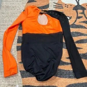 Weissman Vibrant Orange And Black Hip Hop Dancewear