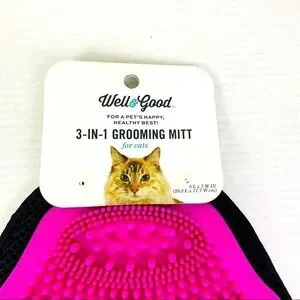 Well & Good 3 In 1 Pink Cat Grooming Mitt