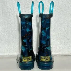 Western Chief Little Kids Camo Shark Waterproof W/Lights Rain Boots SZ US 9