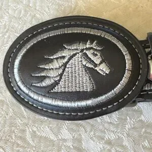 Western Leather & Silk Embroidered Black Belt Mustang Size 20 Youth YAC 1990’s