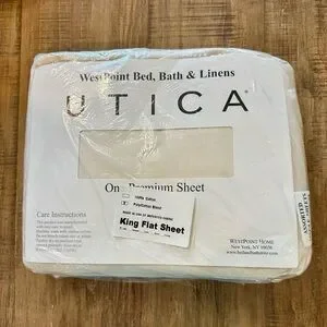 WestPoint Bed Bath & Linens - UTICA NEW in package Cream color King Flat Sheet