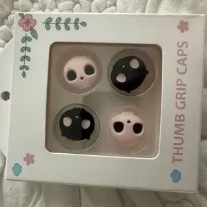 White and Black Halloween Skull Thumb Grip Caps for Game Controllers
