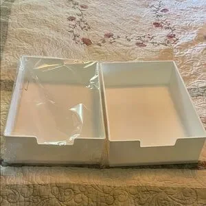 White Plastic Storage Bins for Bathroom Peel and Stick Drawer Slides
