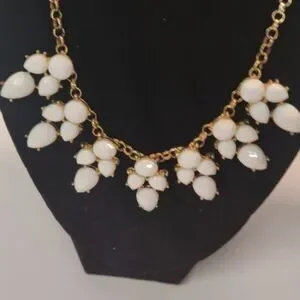 White Stone Beaded Statement Necklace