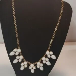 White Stone Beaded Statement Necklace