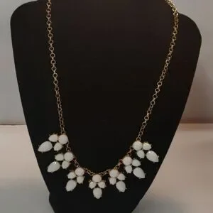 White Stone Beaded Statement Necklace