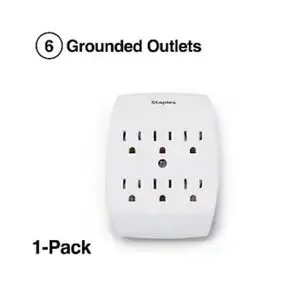 White Wall Tap With 6 Outlets New In Package UL 6 Outlet Adapter