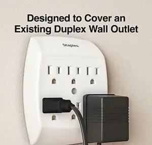 White Wall Tap With 6 Outlets New In Package UL 6 Outlet Adapter