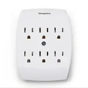 White Wall Tap With 6 Outlets New In Package UL 6 Outlet Adapter