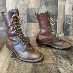 Whites Hathorn Vintage Logger Packer Plain Toe Work Boots Mens 8.5 EE