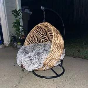 Wicker Egg Chair With Black Stand