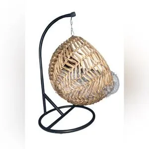 Wicker Egg Chair with Black Stand