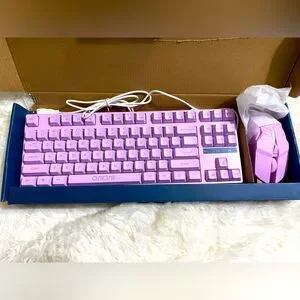 Wired USB Plug and Play Purple Gaming Keyboard with matching mouse NIB