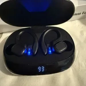 Wireless Black Earbuds With Charging Case
