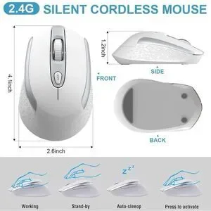 Wireless Computer Mouse 2.4G Ergonomic Optical Mouse 6 Buttons Silent With NIB