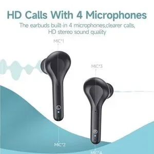 Wireless Earbuds Noise Cancelling 4 Mic Clear Call Bluetooth Headphones Wireless