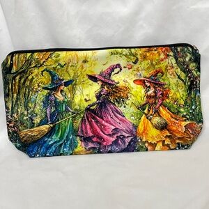 Witch Cosmetic Bag Vibrant Color NIP Zip Closure Open Int Great Gift Soft