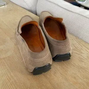 Wolf And Shepherd Taupe Suede Driving Loafers