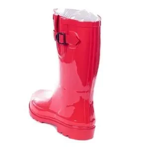Women's Rainboots Rubber Mid Calf Rain Boots RB-1602 Red Size 7