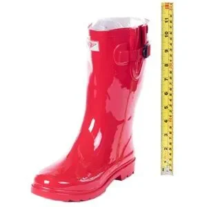 Women's Rainboots Rubber Mid Calf Rain Boots RB-1602 Red Size 7