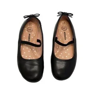 Wonder Nation Black Ballet Flat Dress Shoes With Bows Toddler Girl Size 11