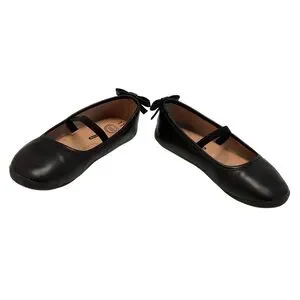 Wonder Nation Black Ballet Flat Dress Shoes With Bows Toddler Girl Size 11