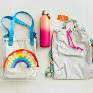 Wonder Nation Women's GRL PWR 11" Clear Tote backpack & Water Bottle NEW