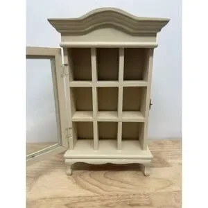 Wood Miniature Hutch With Opening Doors Ivory 13" X 8"