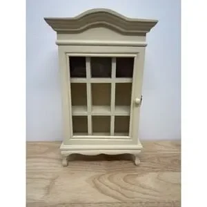 Wood Miniature Hutch with Opening Doors Ivory 13" X 8"