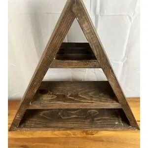 Wood Triangle Shelf Walnut Color Rustic Decor Nursery Room Adventure Vintage