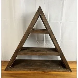 Wood Triangle Shelf Walnut Color Rustic Decor Nursery Room Adventure Vintage