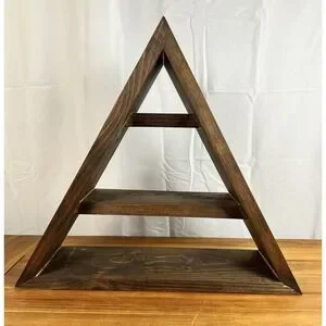 Wood Triangle Shelf Walnut Color Rustic Decor Nursery Room Adventure Vintage