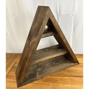 Wood Triangle Shelf Walnut Color Rustic Decor Nursery Room Adventure Vintage