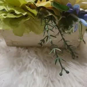 Wooden Box Of Faux Flowers