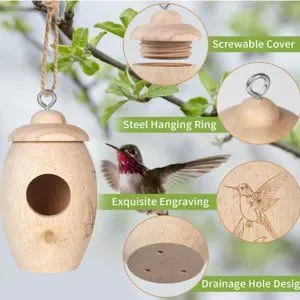 Wooden Hummingbird House For Outside Nesting
