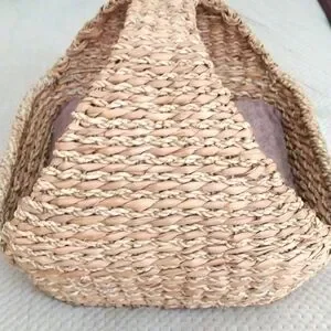 Woven Basket With Plush Cushion Pet Bed Excellent Condition