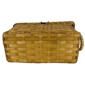 Woven Wicker Lidded Box For Index Cards Recipes Clippings Boho Farmhouse Storage