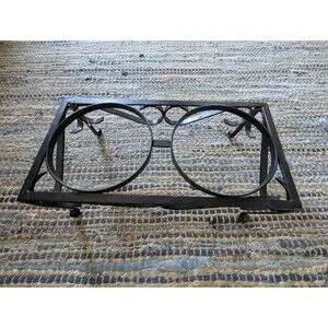 Wrought Iron Dog Cat Pet Food Water Bowl Stand Raised Black Metal Holder Dish
