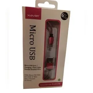 Xavier Micro USB "A" Charging Date Cable Braided Wire NIB