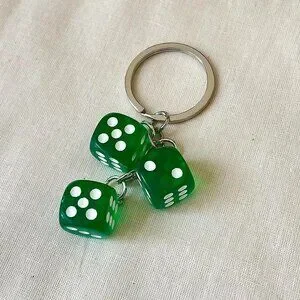 y2k 2000s green dice keyring for keychain