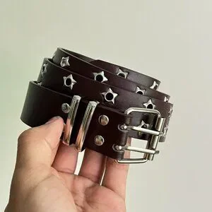 Y2k 2000s Vintage Brown Silver Star Studded Goth Emo Belt