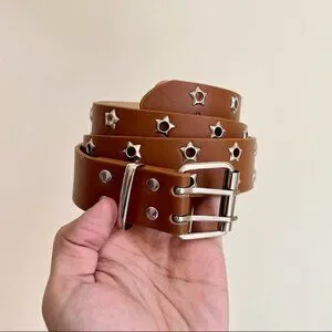 y2k 2000s vintage camel silver star studded goth emo belt
